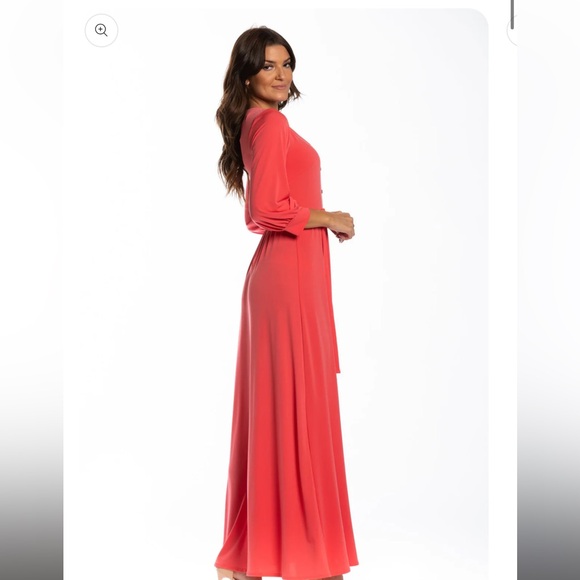 Elegant Coral Maxi Dress - Picture 1 of 7